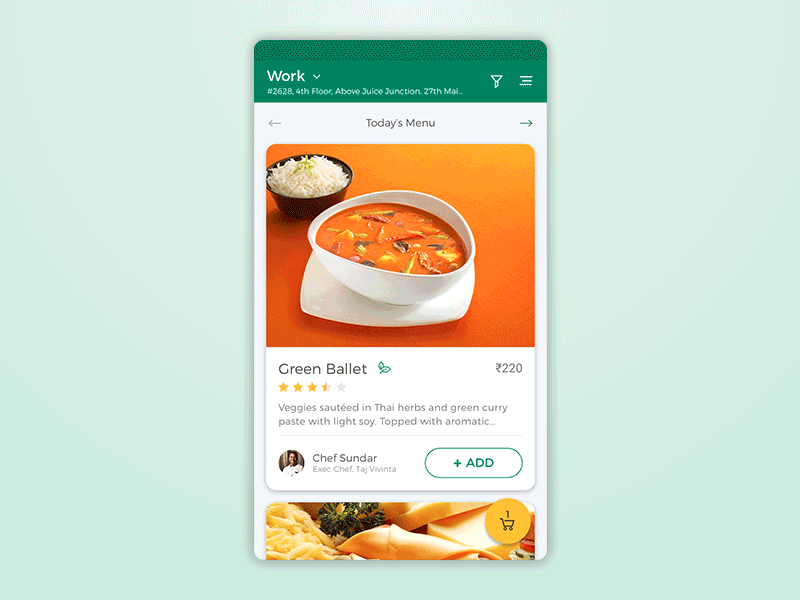 EatFresh UI menu design screen
